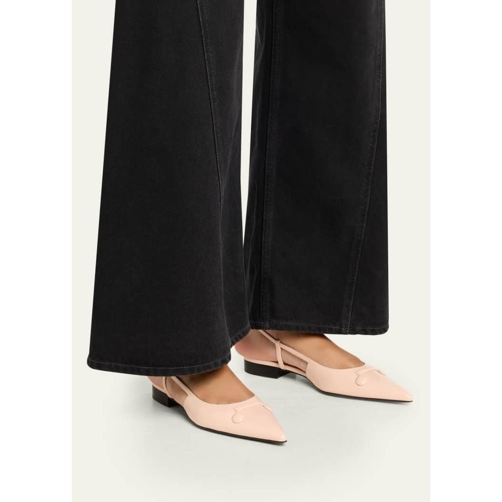MARNI Women's 40 US 10 Trunkaroo Leather Pointed Toe Slingback Flats Rose Pink - Picture 11 of 12